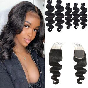 NEW Ding Dian Body Wave Bundle Human Hair Quick Weave Lace Closure Extensions